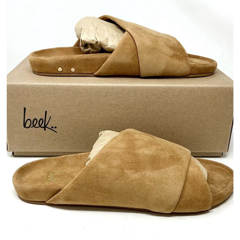Beek Kea Slide Sude Sandals Almond Tan Size NIB - Picture 4 of 12